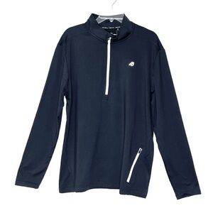 NEW Eddie Bauer Black Quarter Zip Mock Neck Pullover Shirt US L